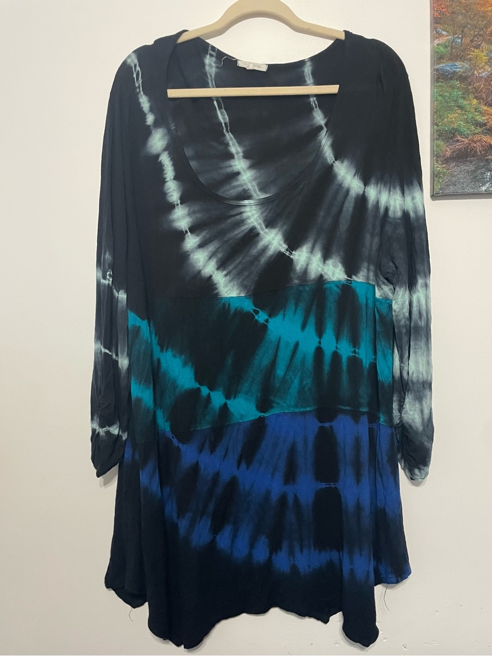 Ava James Tie-Dye Scoop Neck Tunic in Teal & Cobalt 2X pre-owned